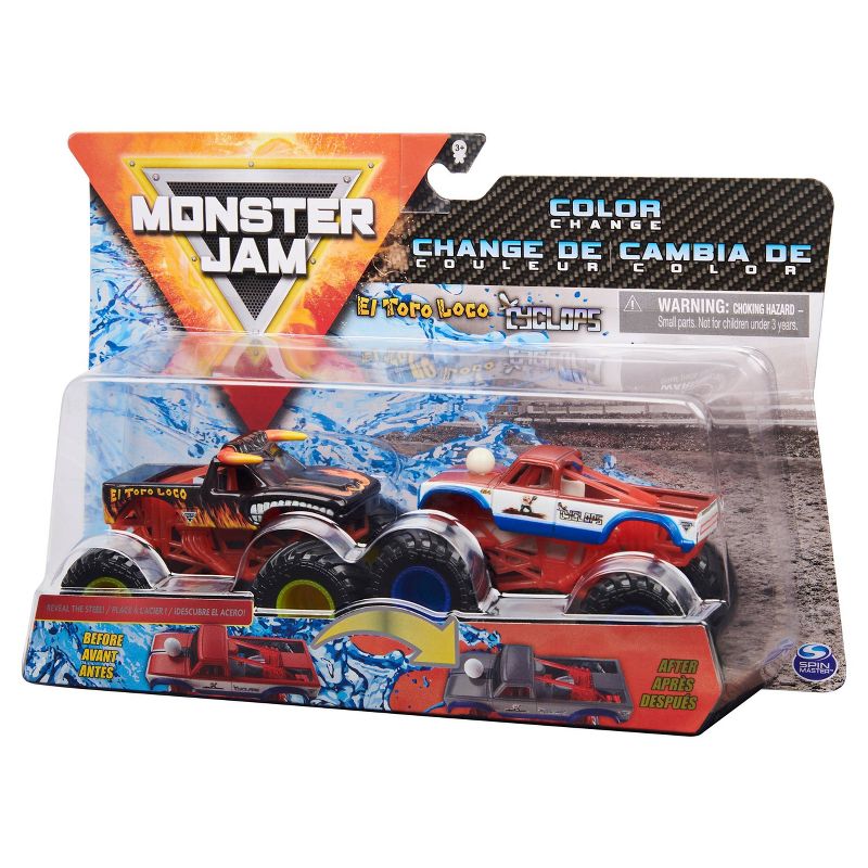 Monster Jam Official El Toro Loco vs. Cyclops Color-Changing Die-Cast Monster Trucks - 1:64 Scale