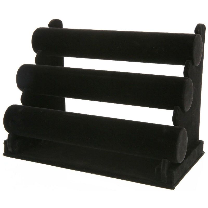 Juvale Velvet Jewelry Display Stand Holder for Bracelets & Bangles, Black, 3 Tier, 12 x 9 x 7 Inches