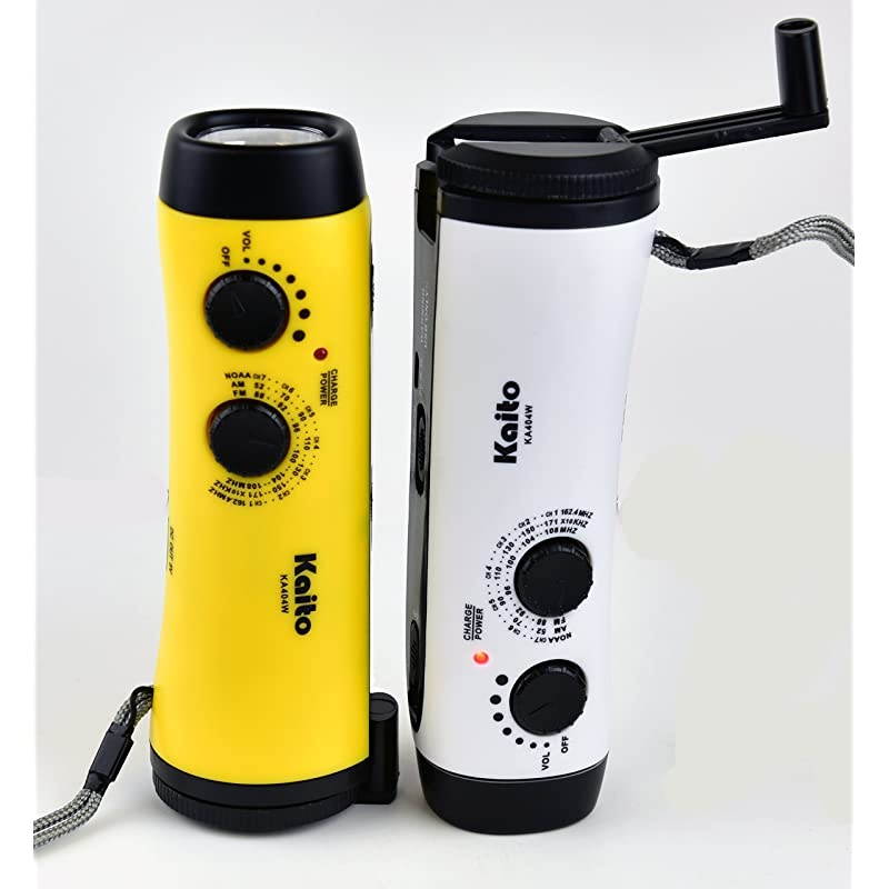 KA404W Wind-up 5-LED Flashlight with AM/FM NOAA Weather Radio, Cell Phone Charger & Emergency Siren with Micro USB Port and Cable