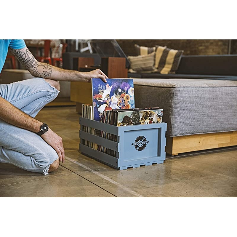 AC1004ATN Record Storage Crate Holds up to 75 Albums Tourmaline