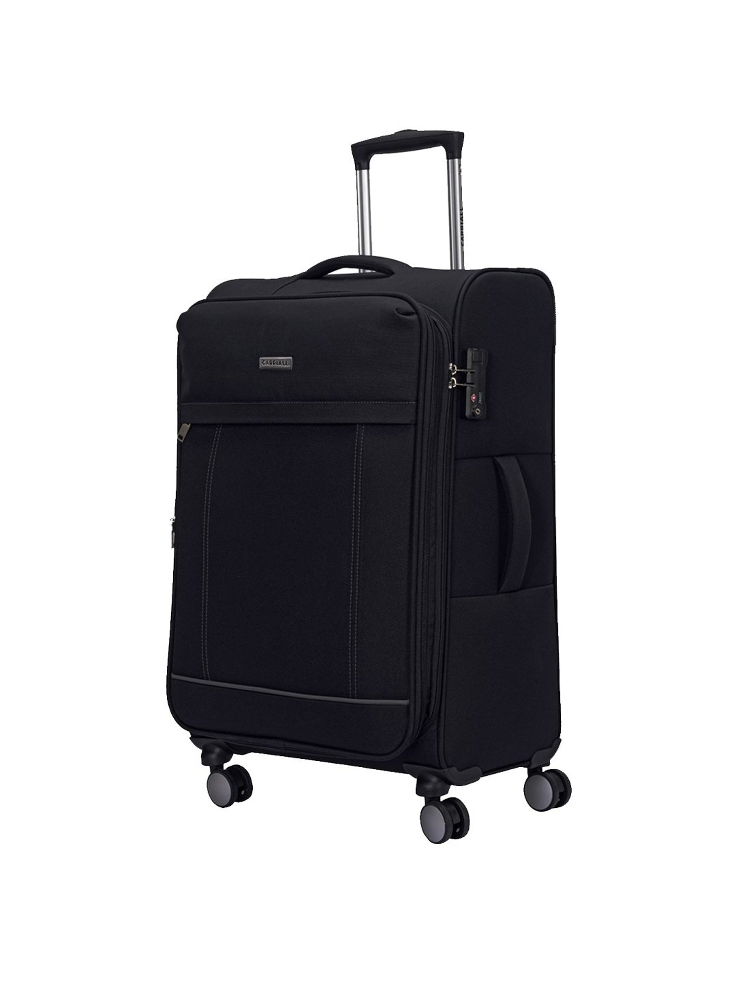 Carriall Eternal Black 4 Wheels Large Soft Cabin Trolley - 46 cm
