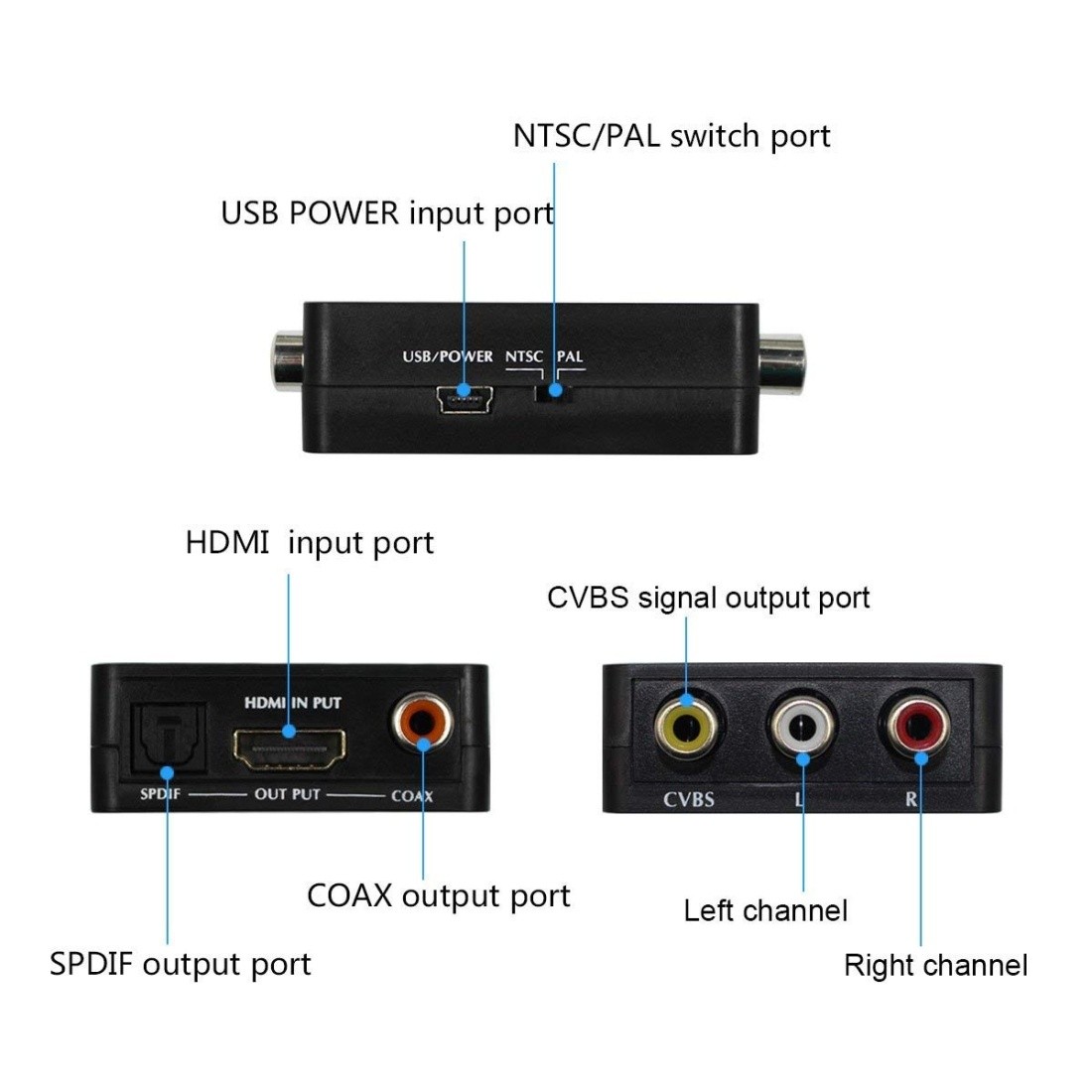 HDMI to AV Audio Converter Support SPDIF Coaxial Audio NTSC PAL Composite Video HDMI to 3RCA for /