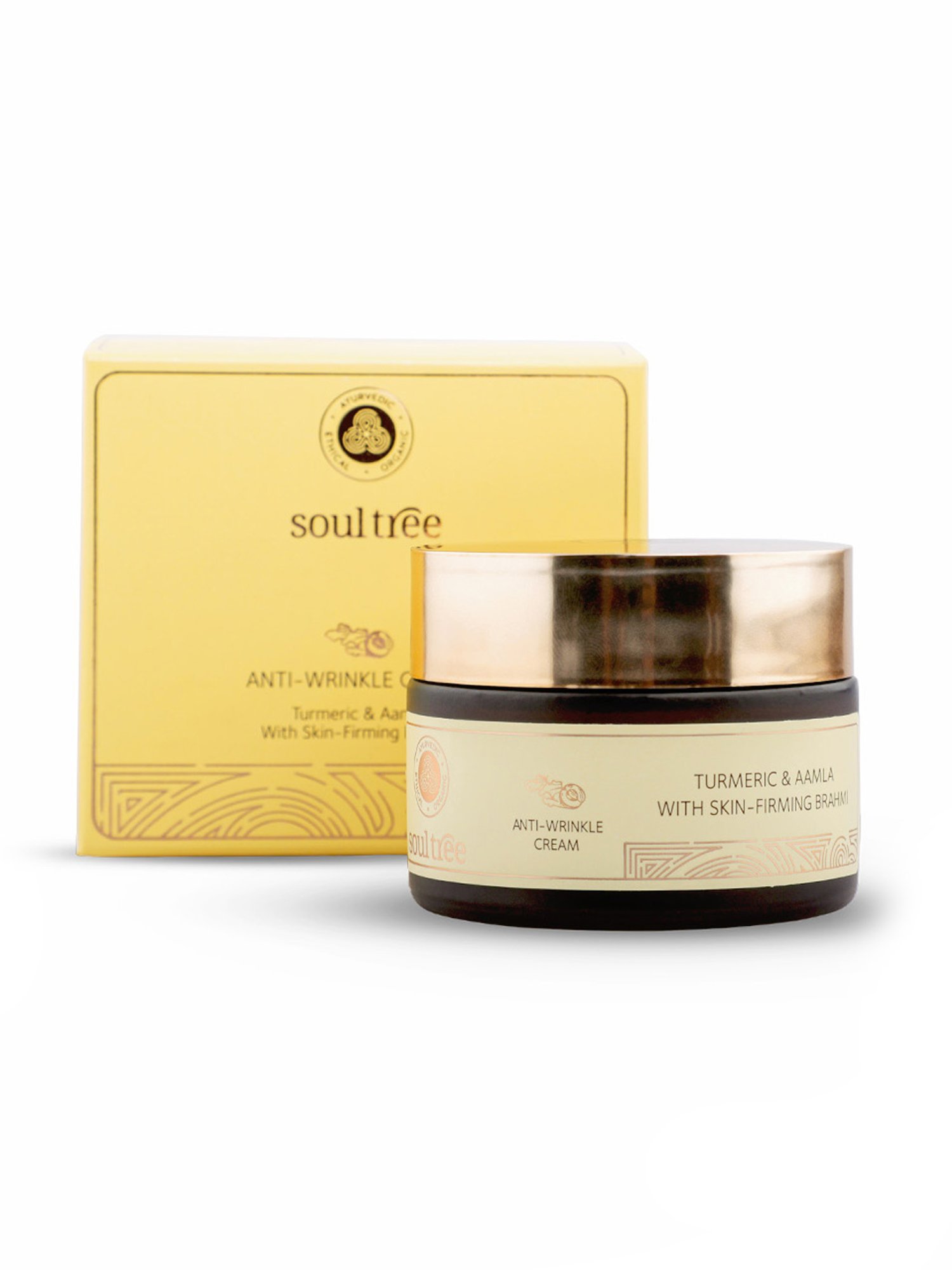 SoulTree Anti-Wrinkle Cream - Turmeric & Aamla With Skin Firming Brahmi - 25 gm | Ayurvedic Cream
