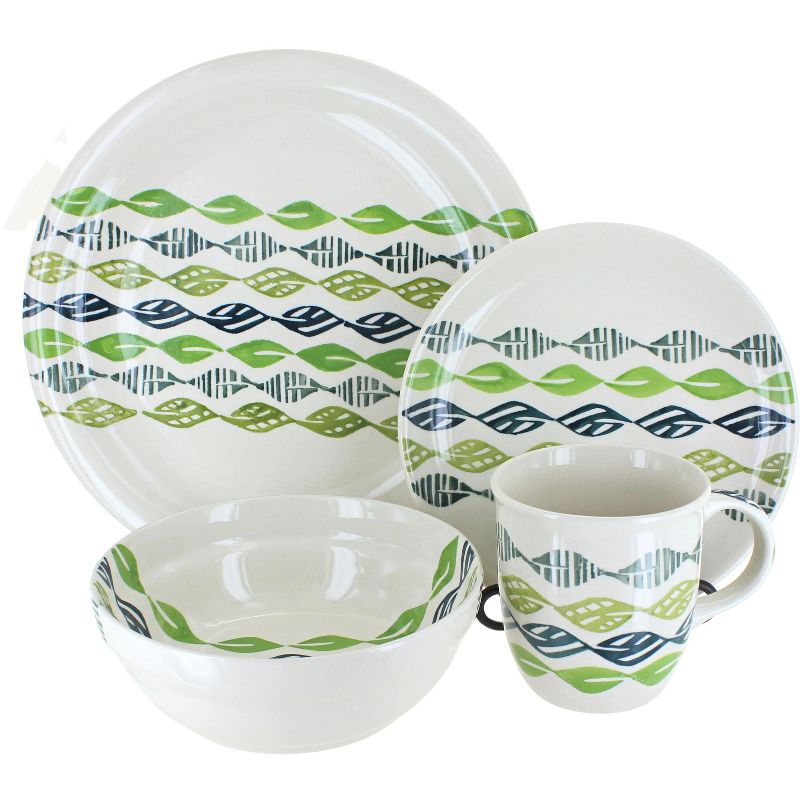 Vremi 16 Piece Multicolor Porcelain Dinnerware Set with 4 Dinner Plates, 4 Dessert Plates, 4 Salad/Soup Bowls, & 4 Coffee/Tea Mugs