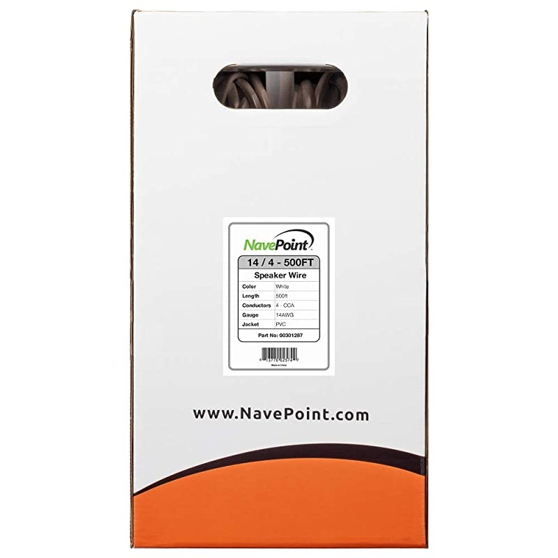 500ft in Wall Audio Speaker Cable Wire CL2 144 AWG Gauge 4 Conductor Bulk White