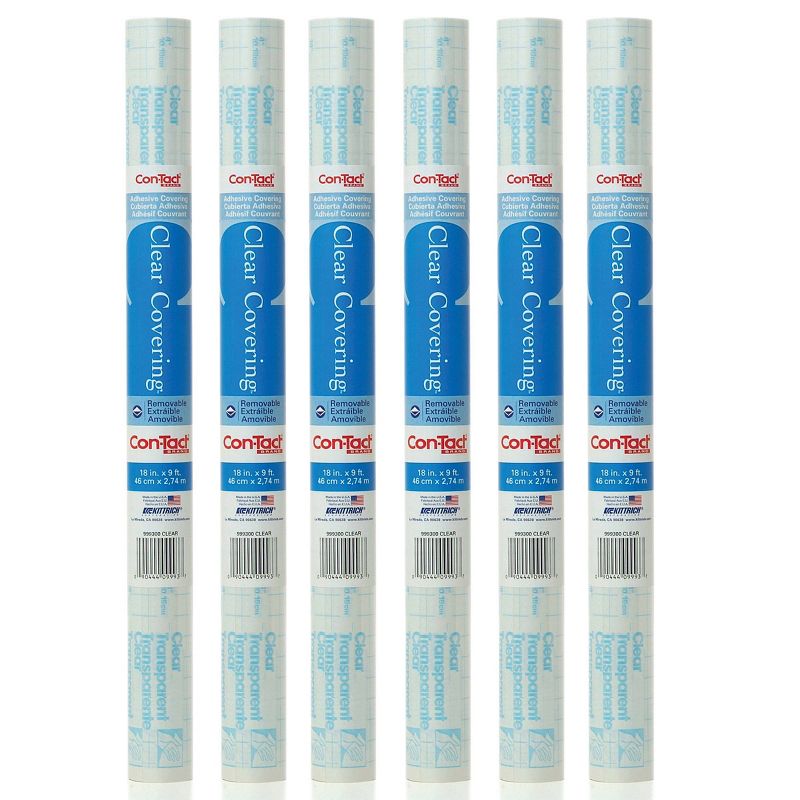 Con-Tact 6 Rolls 18" x 9ft Clear Cover Adhesive - Gloss