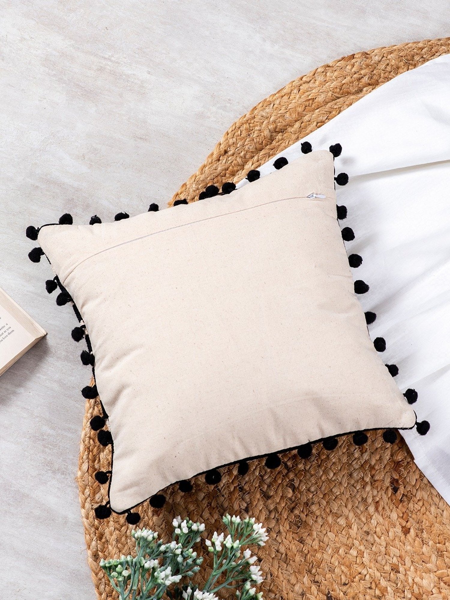 Nestroots Woven White Silk Cushion Covers - Set of 5