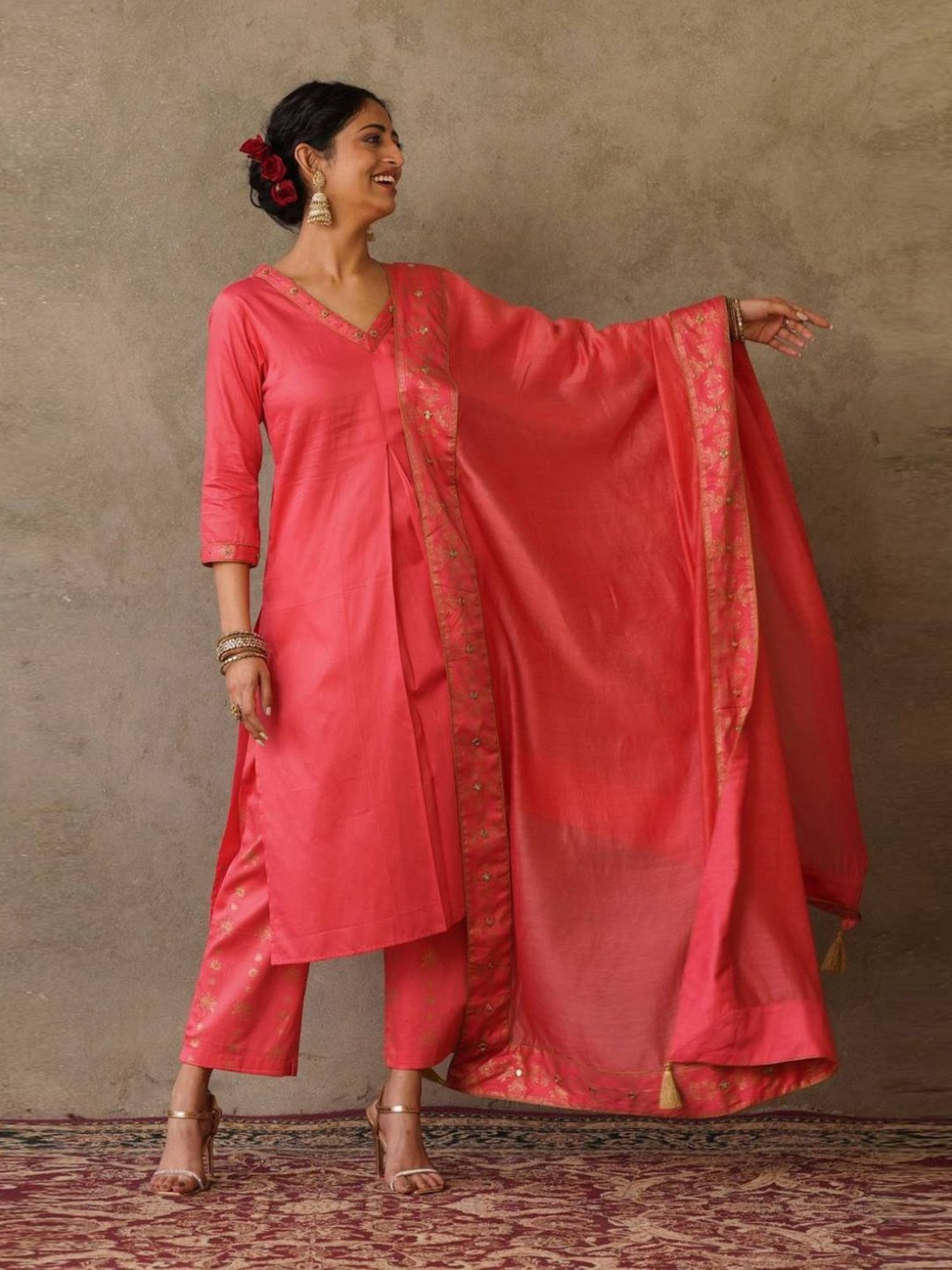Akiso Coral Parv Chanderi Dupatta