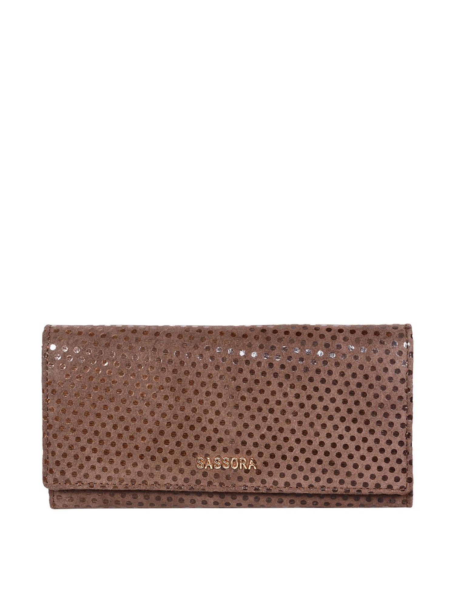 SASSORA Brown Textured Rfid Wallet for Women