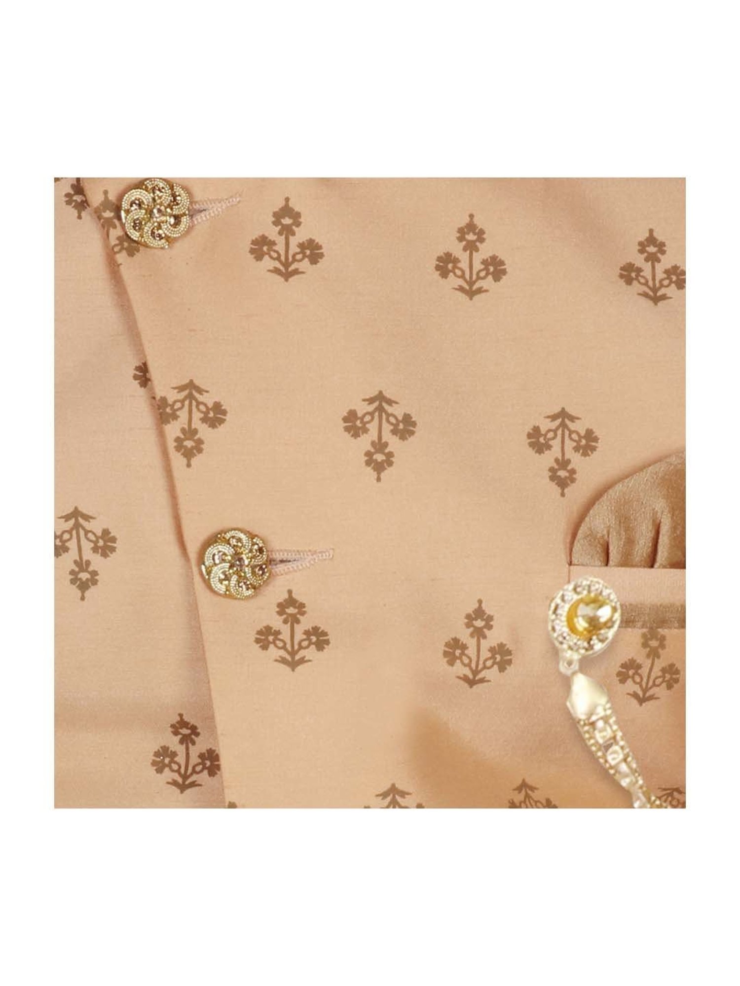 VASTRAMAY Boys Turquoise Floral Full Sleeves Indowestern