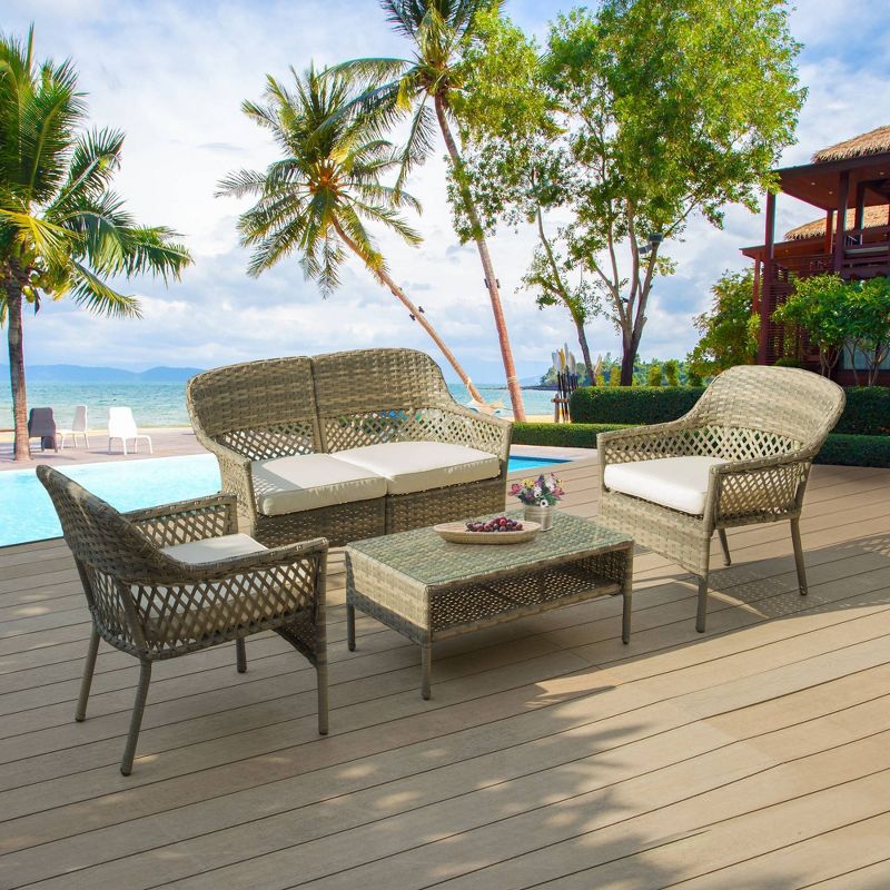 4pc Wicker Stackable Patio Conversation Set - Peaktop