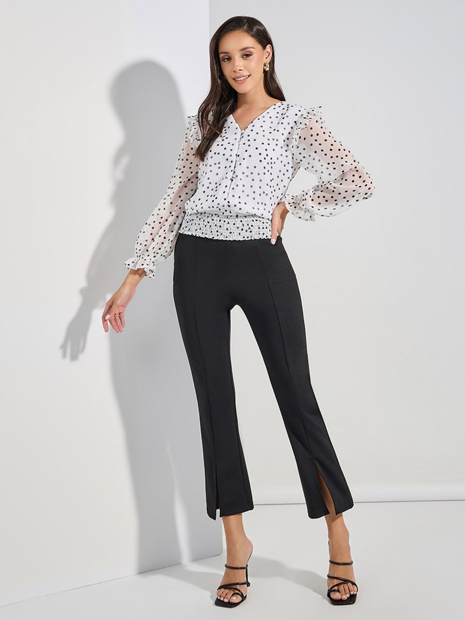 Styli White & Black Printed Top