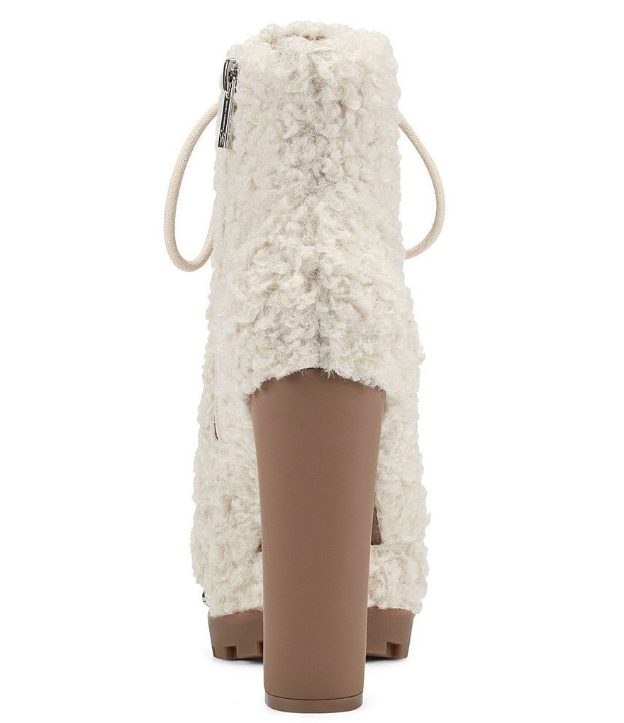 Jessica Simpson Irella Faux Shearling Studded Platform Lug Sole Hiker Booties