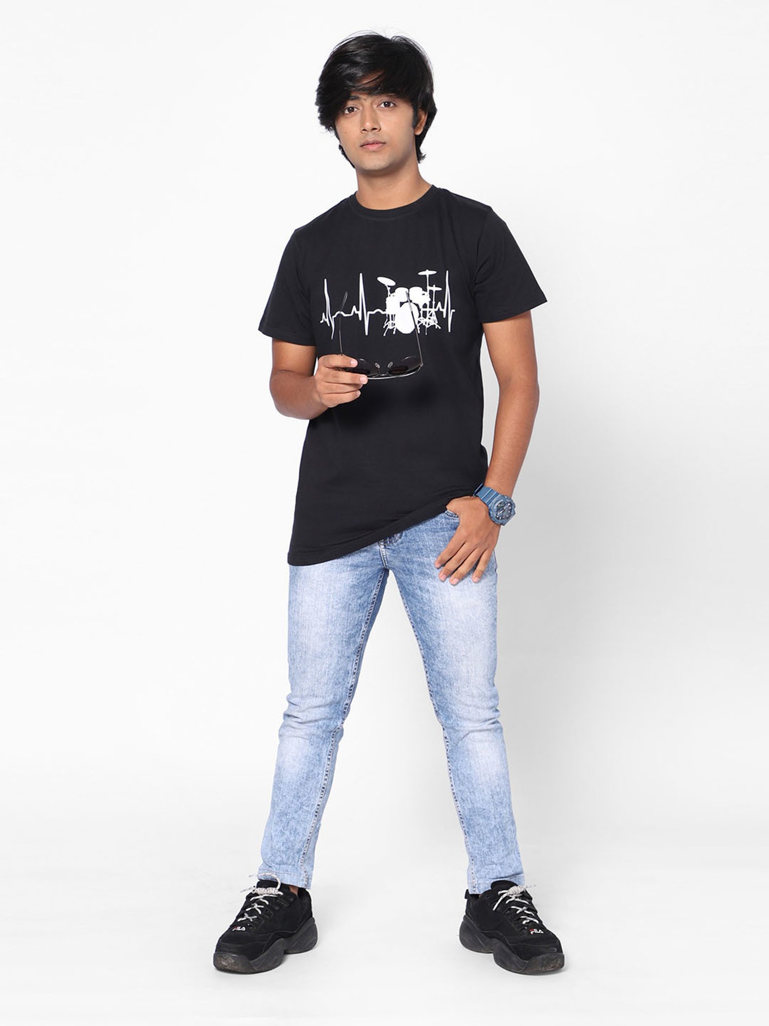 TeenTrums Boys Black Printed T-Shirt