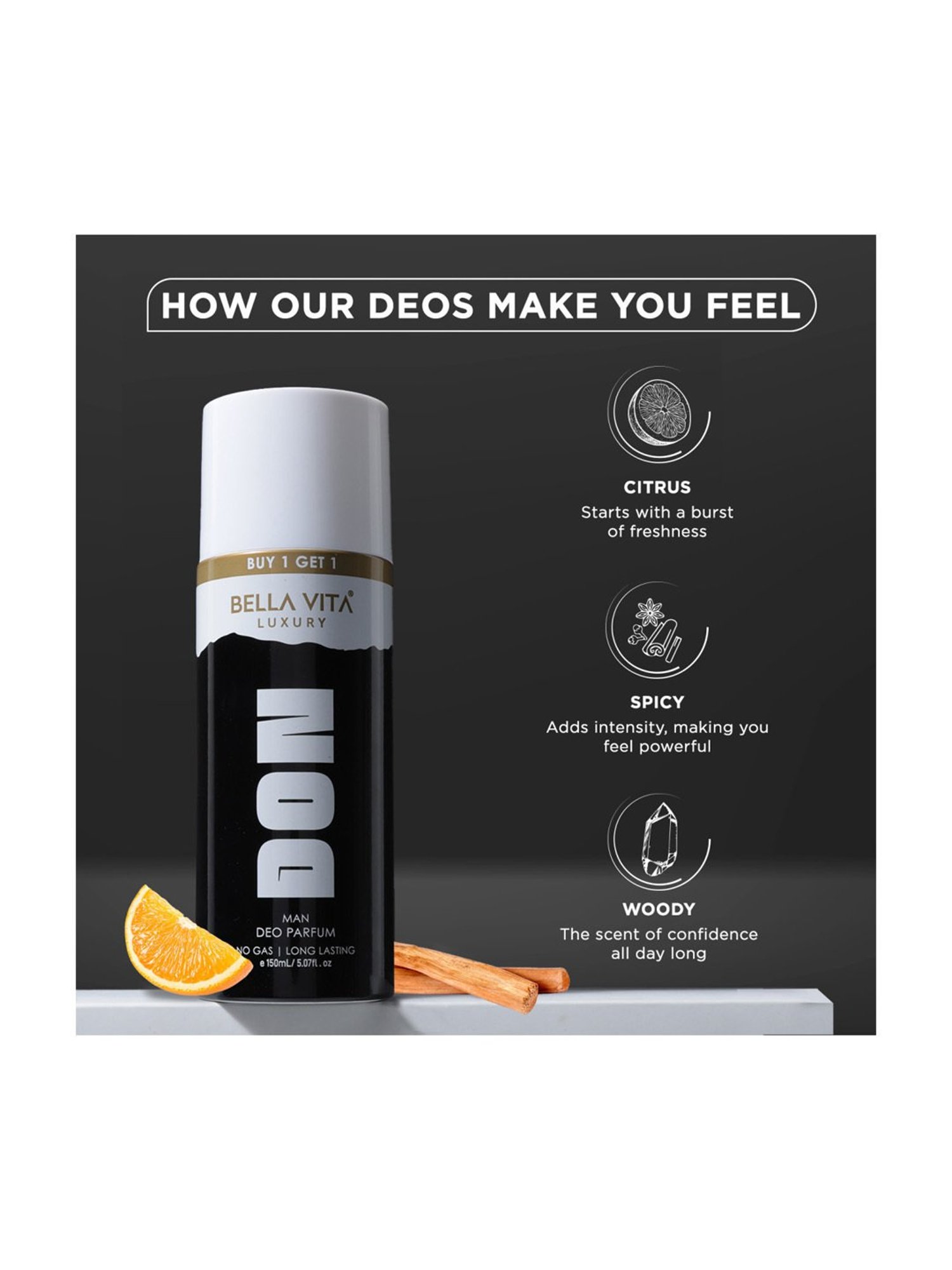 BELLA VITA LUXURY Don No Gas Deo Parfum for Men - 150 ml