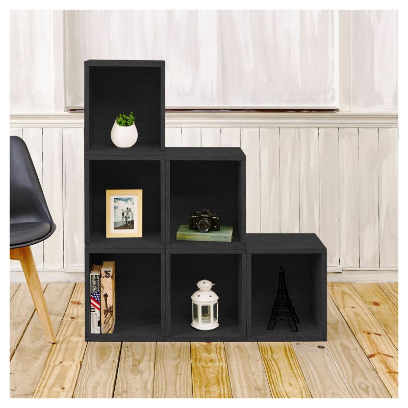 Way Basics Stackable Eco Storage Cube Cubby Organizer Black Wood Grain