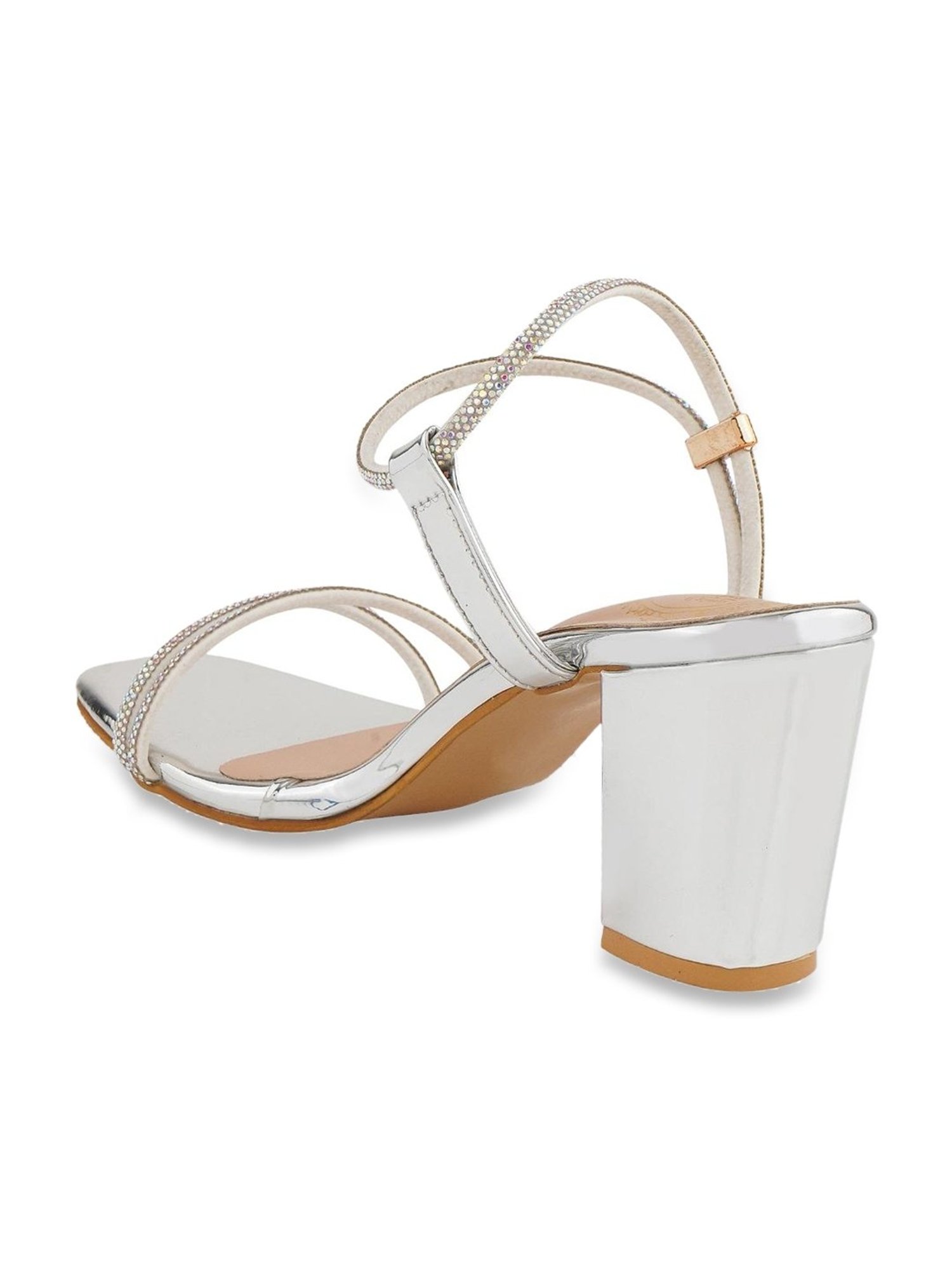 Shoetopia Women's Silver Ankle Strap Sandals