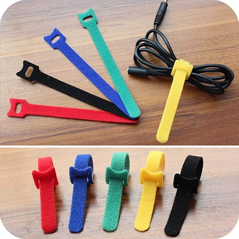 50PCS Cable Ties Reusable, Premium 6-Inch Hook and Loop Cord Organizer Wire Ties, Microfiber Cloth Cable Management Straps, 5 Colors