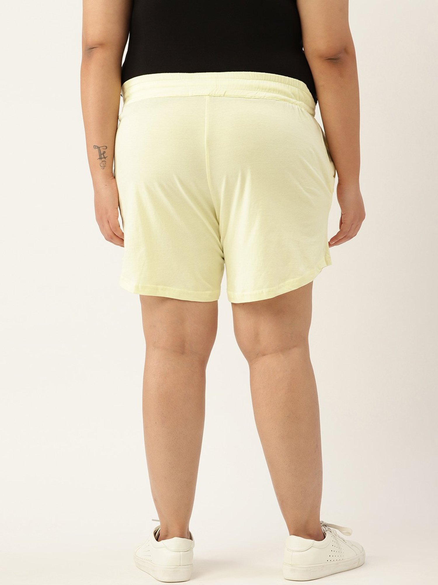 theRebelinme Yellow Cotton Shorts