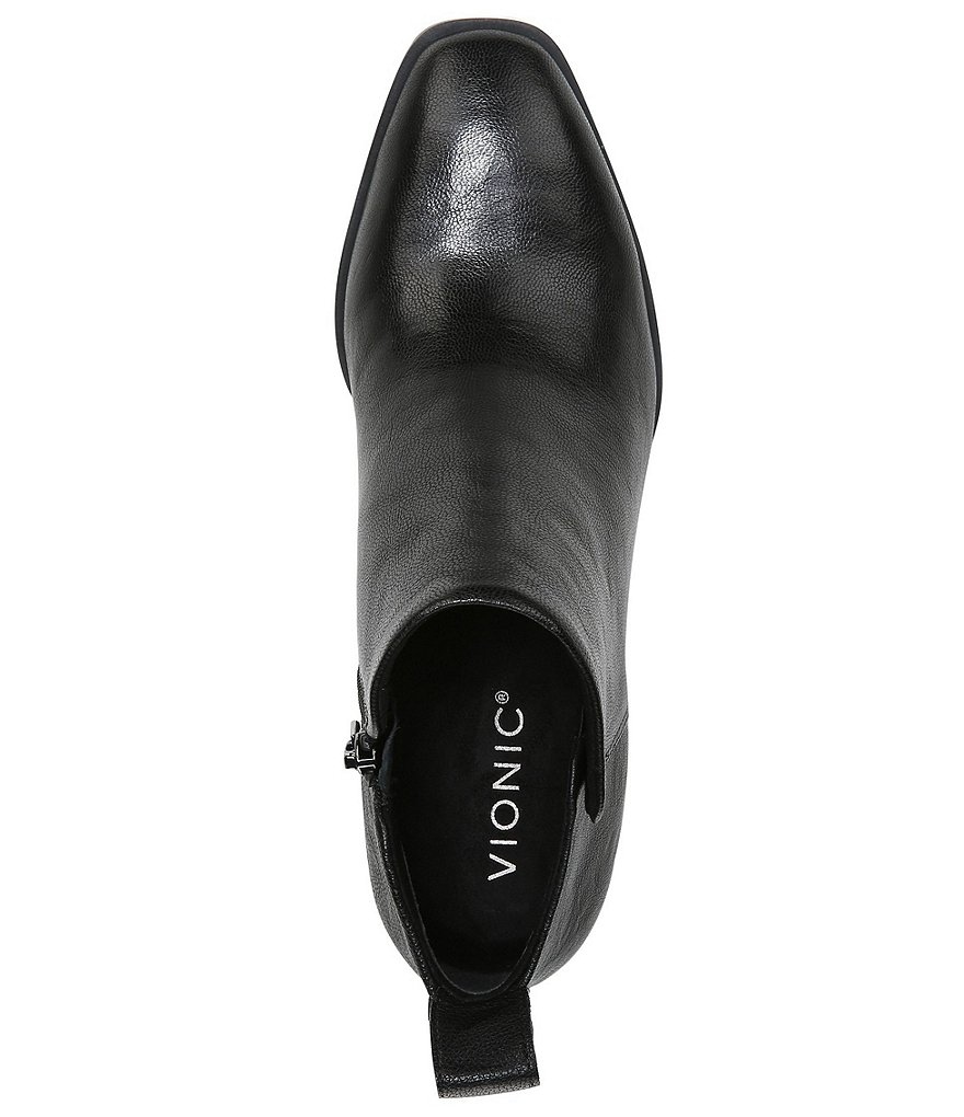 Vionic Lyssa Distressed Leather Square Toe Block Heel Booties