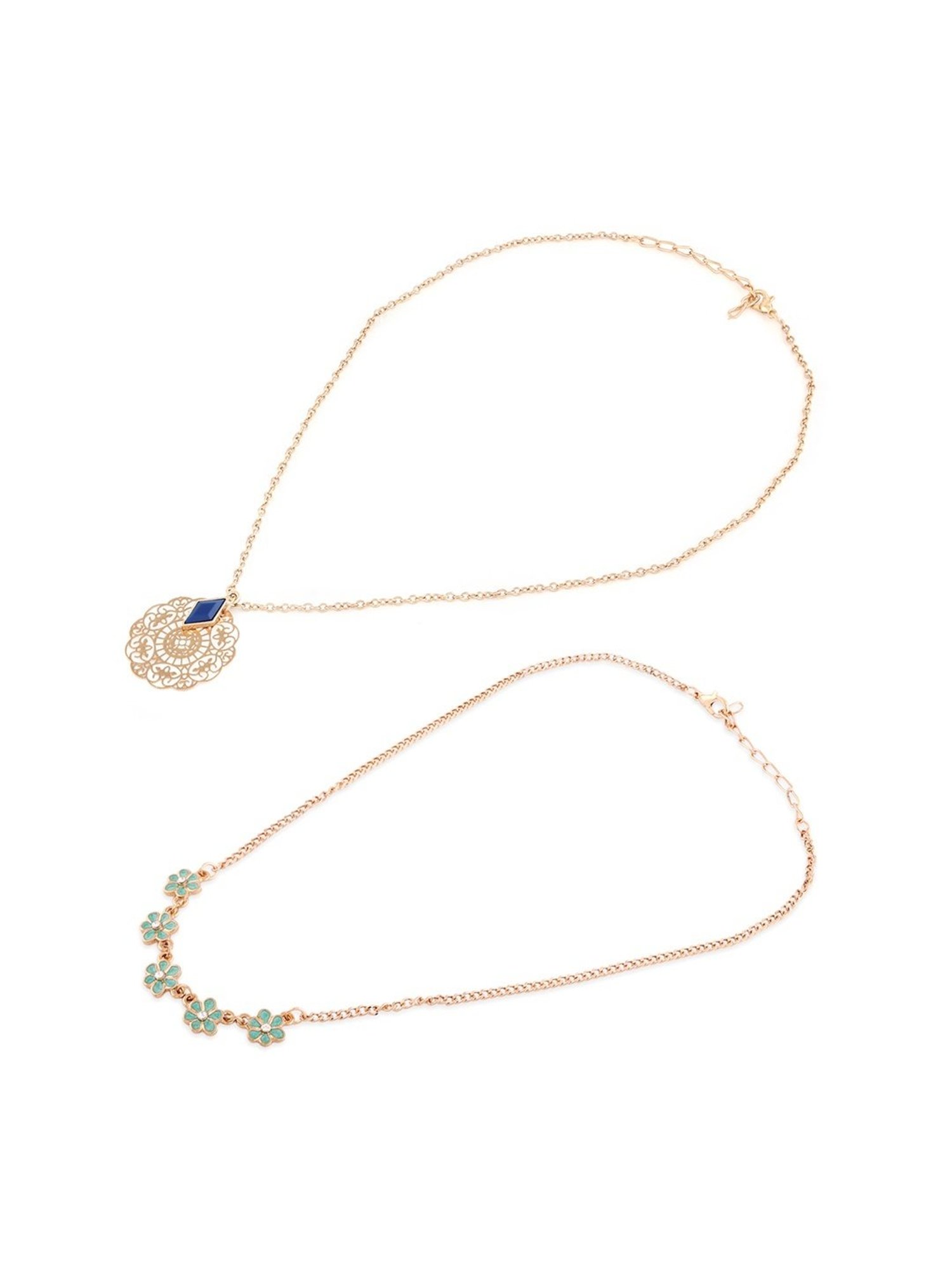 Karatcart Golden Sea Shell and Textured Disk Multicharm Multilayered Chain Women