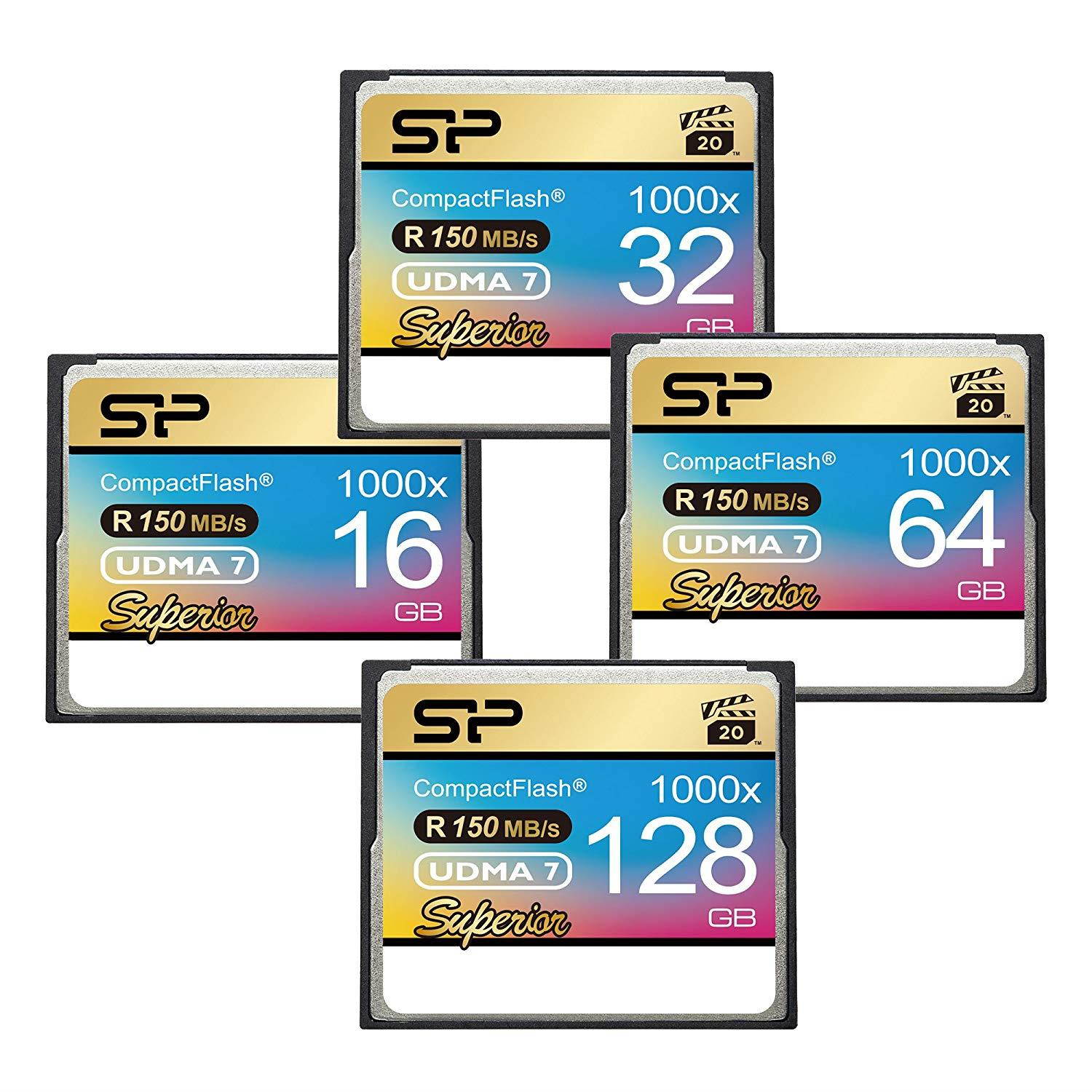 Silicon Power 128GB Hi Speed 1000x Compact Flash Card (SP128GBCFC1K0V10)