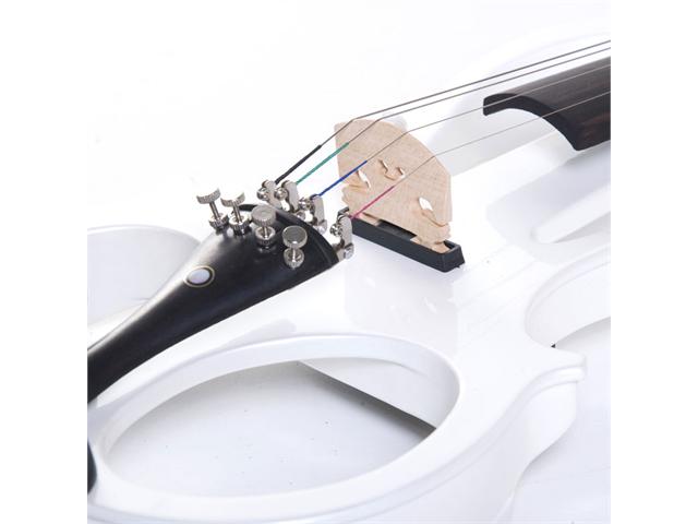 Cecilio 4/4CEVN-1W 4/4 Full Size Electric Silent Solidwood Violin w/ Ebony Fittings in Style 1 - Metallic Pearl White