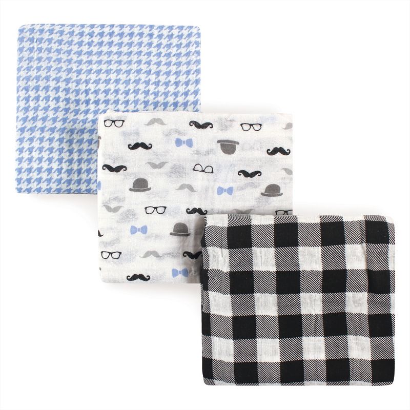 Hudson Baby Infant Boy Cotton Muslin Swaddle Blankets, Gentleman, One Size