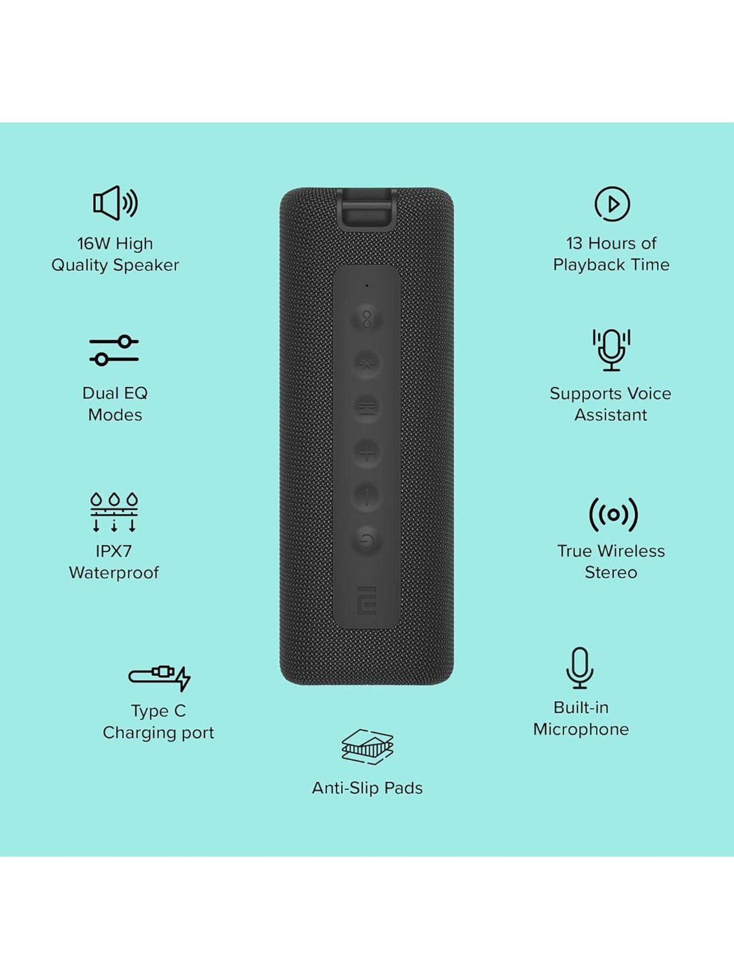 Xiaomi Portable Wireless Bluetooth 16W Hi-Quality Speaker with Upto 13hrs Playback (Black)
