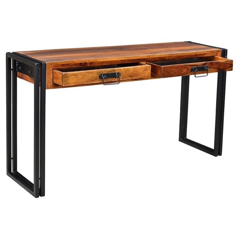 Solid Sheesham Wood 60" Console Table with Metal Legs - Timbergirl