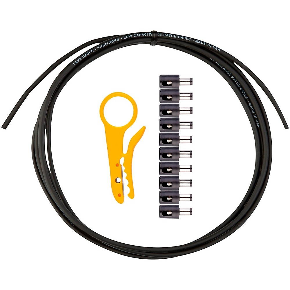 Lava DIY DC Plug Solder-Free Power Cable Kit, 10 DC plugs, Wire Stripper, 10' Cable Black