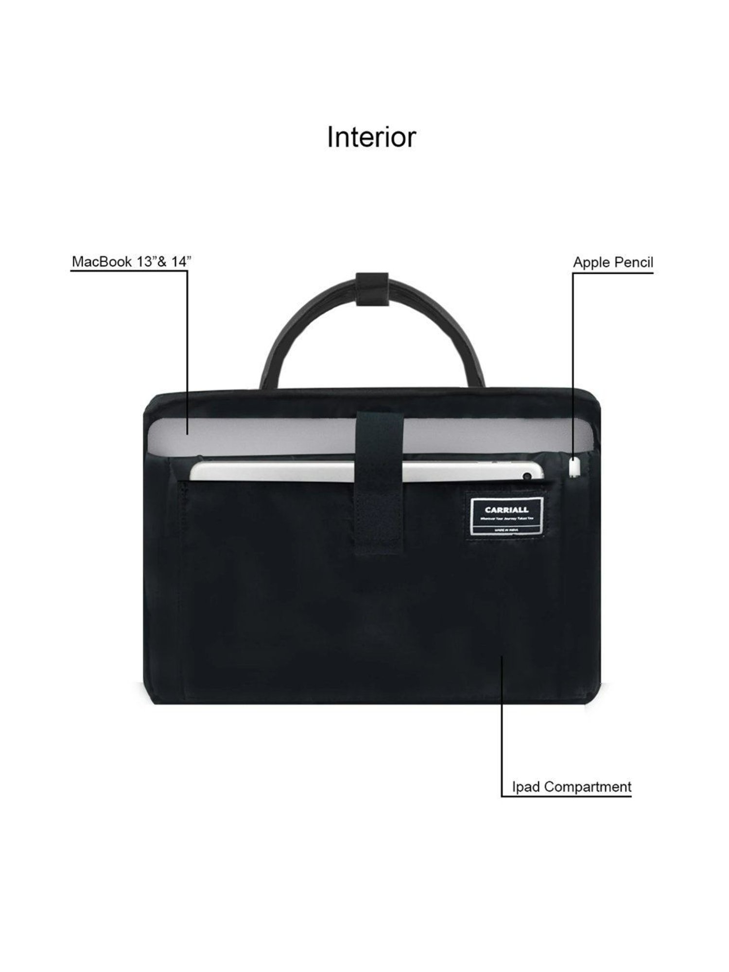 Carriall Jet Black Polyester Medium Laptop Messenger Bags