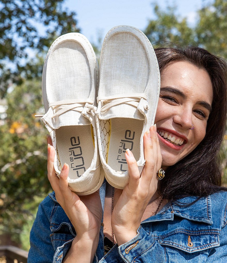 Hey Dude Women's Wendy Sparkling Metallic Canvas Washable Slip-Ons