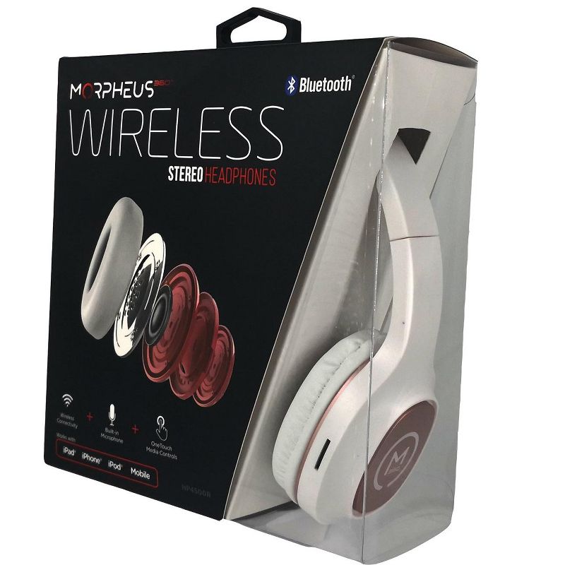 Morpheus 360 HP4500W Wireless Stereo Bluetooth Headphones, White with Rose Gold Accents
