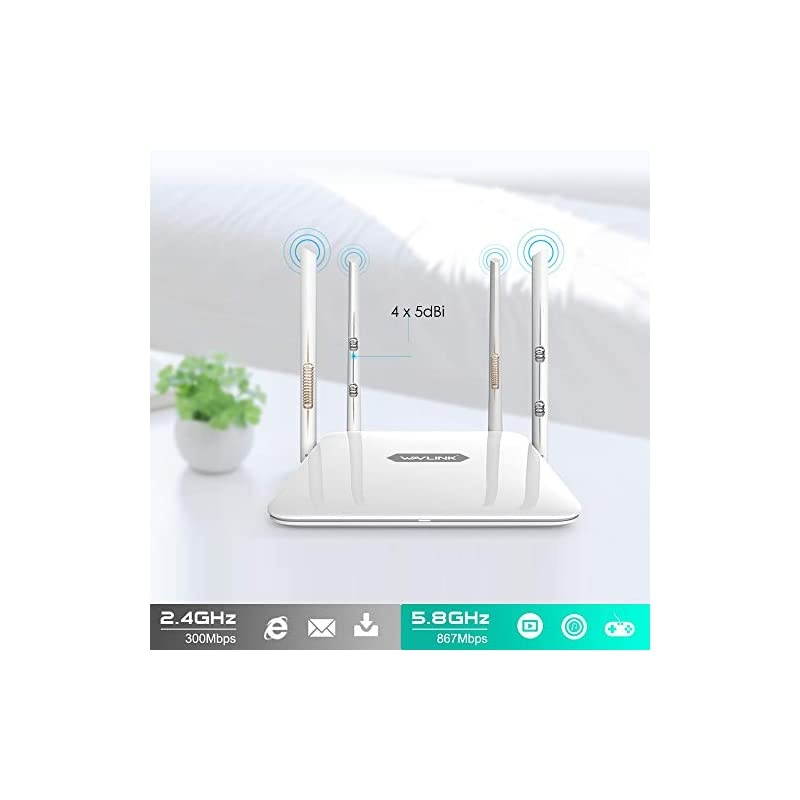AC1200 Dual Band WiFi Router,Gigabit Ethernet 1200Mbps High Speed Long Range 300 Mbps (2.4GHz)+867 Mbps (5GHz), Wireless Internet Router for Home Office
