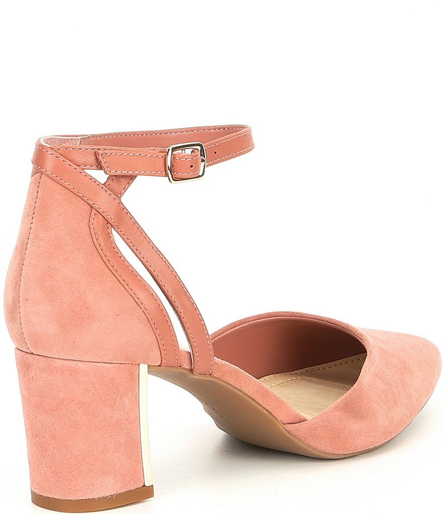 Alex Marie Nelvin Suede Ankle-Strap Block Heel Pumps