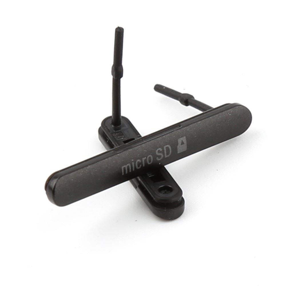 Hellfire Trading for Sony M4 Aqua Replacement USB SIM SD Card Port Chairing Covers Black