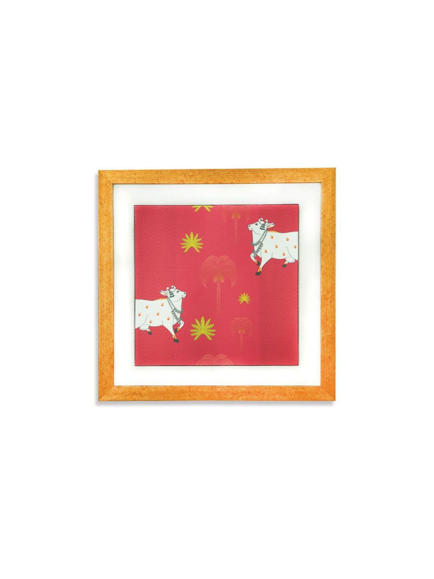 ICraft Red & White Canvas Gulabi Pichwai Wall Art - Set of 1