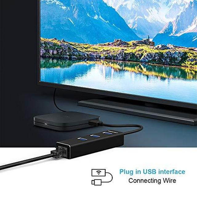 TECKNET Aluminum 3-Port USB 3.0 Hub with RJ45 10/100/1000 Gigabit Ethernet Adapter Converter LAN Wired USB Network Adapter for Ultrabooks, Notebooks, Tablets and More