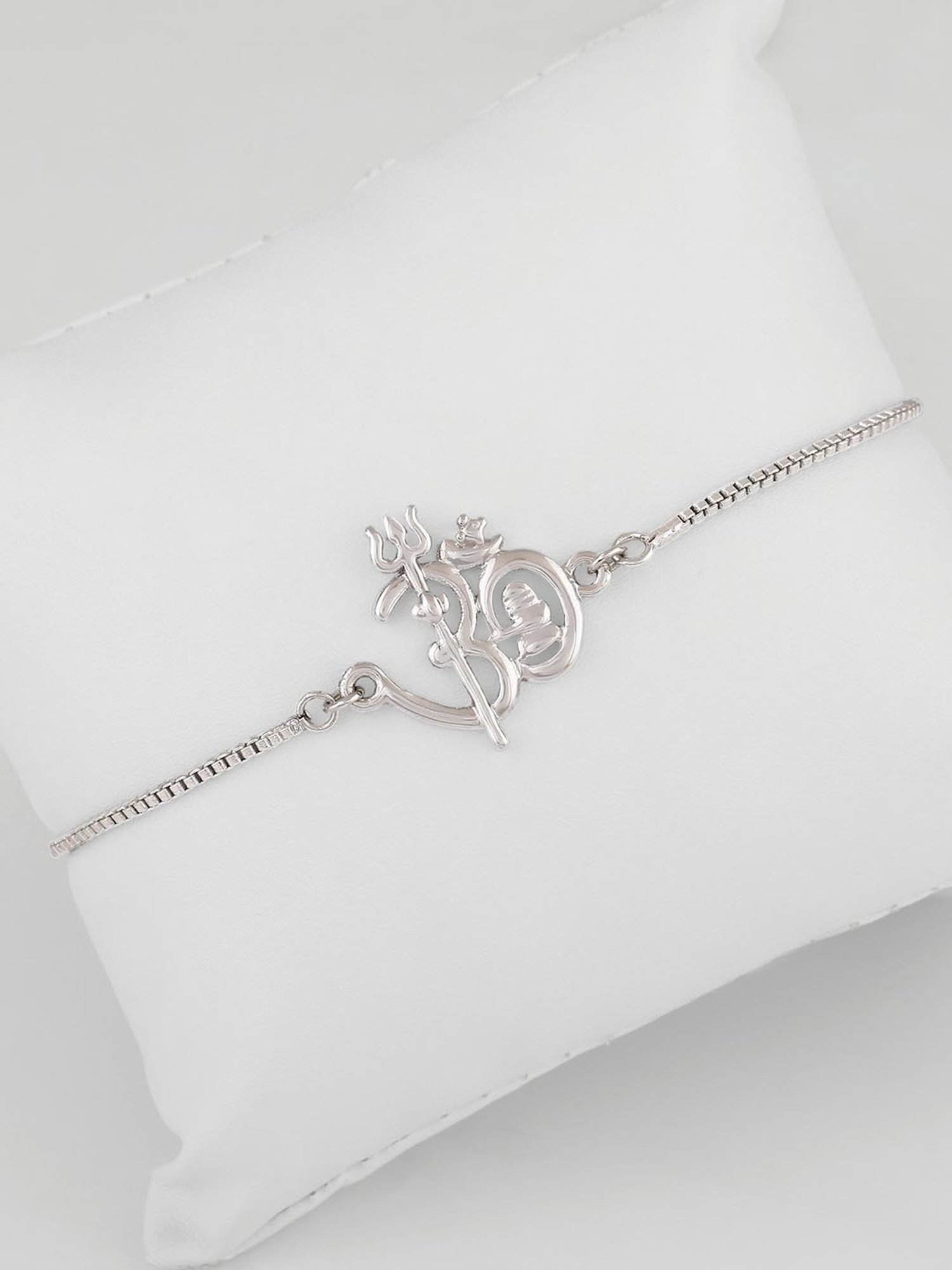 Estele Rhodium-Plated Shivay Om Bracelet for Women