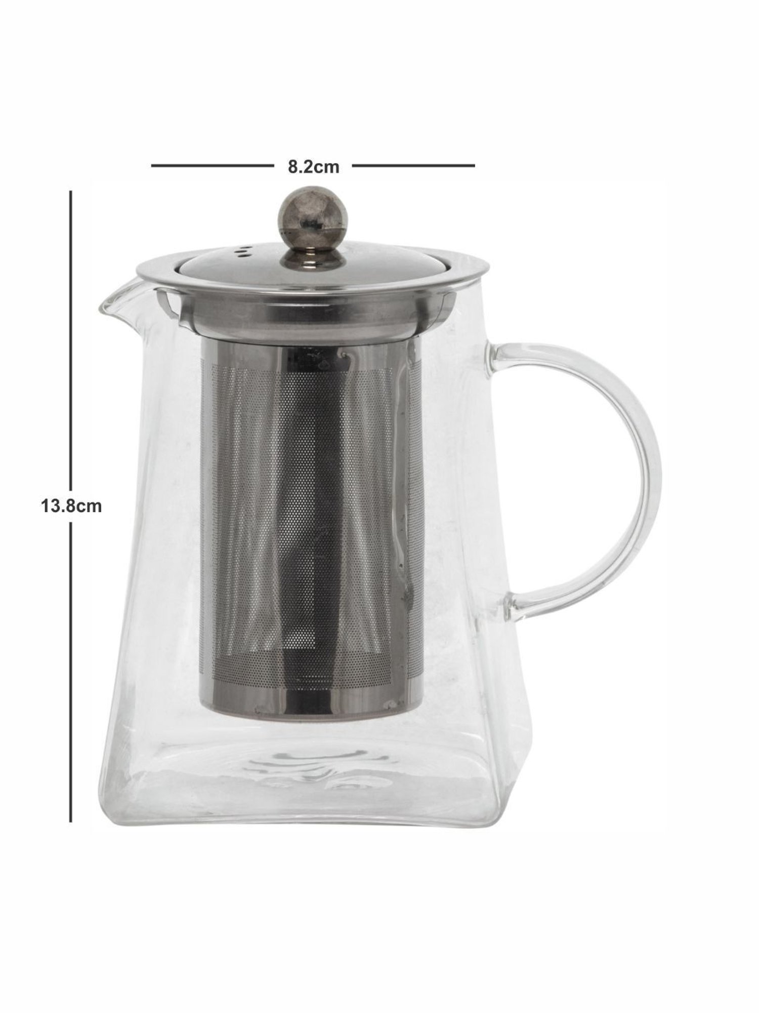 White Gold Glass Tea Pot with Steel Lid (700ml)