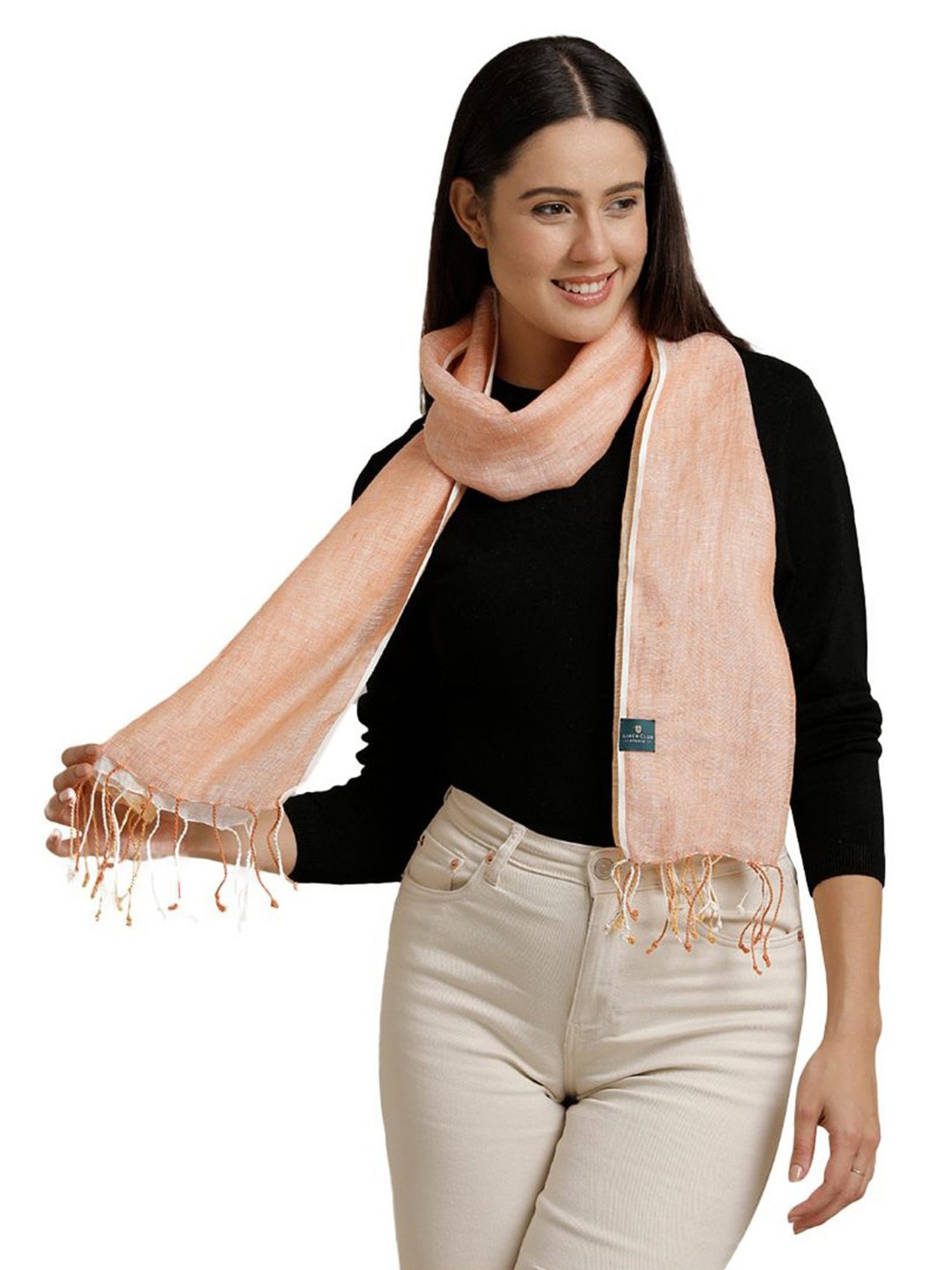 Linen Club Orange Pure Linen Stole