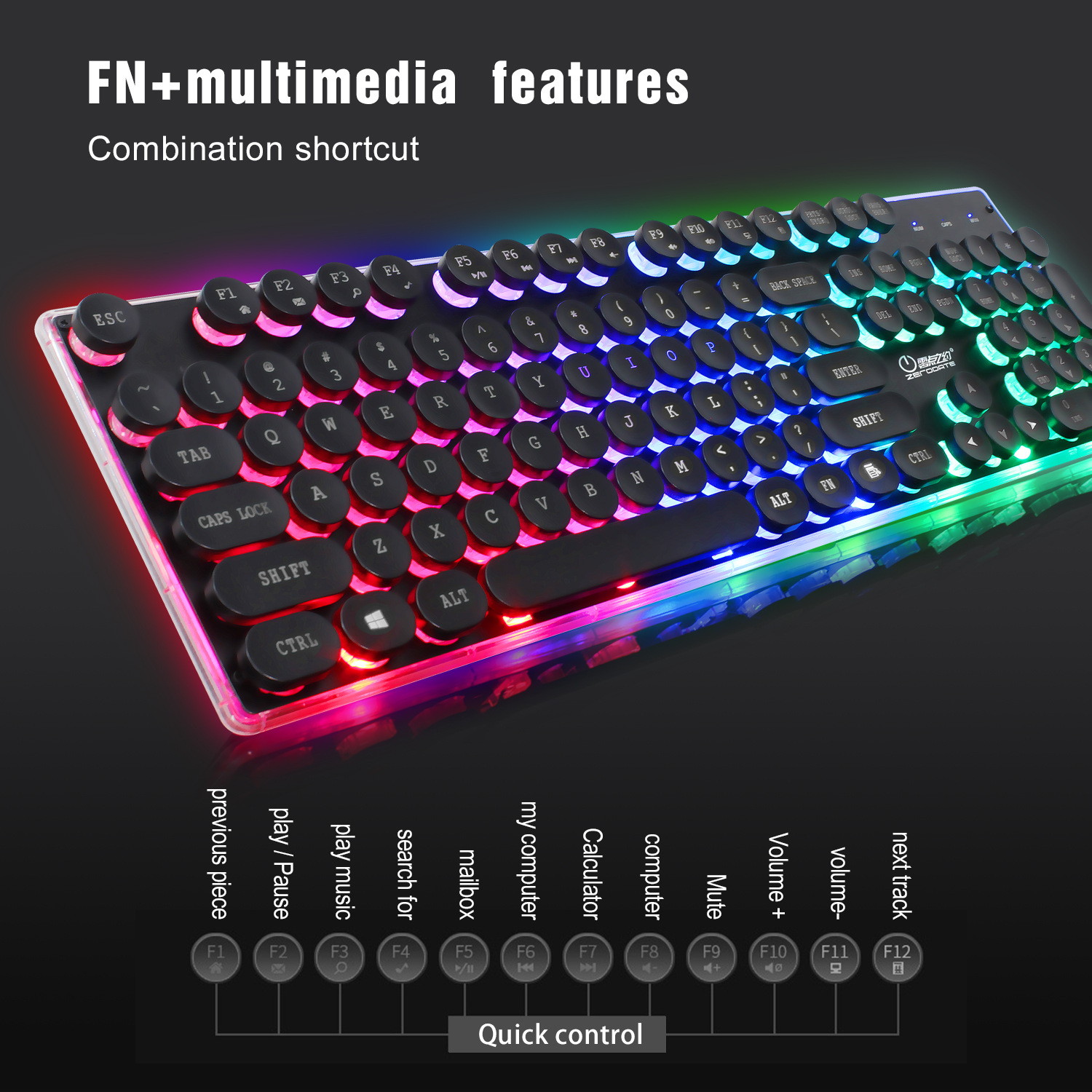 Rainbow backlit gaming keyboard set colorful glowing gaming mouse wired keyboard