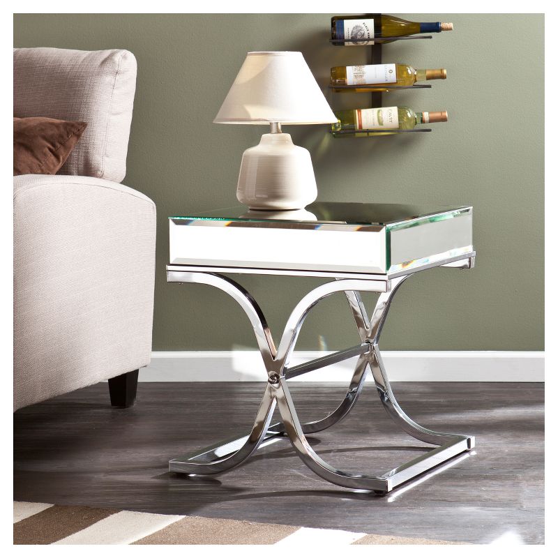Lillian Mirrored End Table Chrome - Aiden Lane