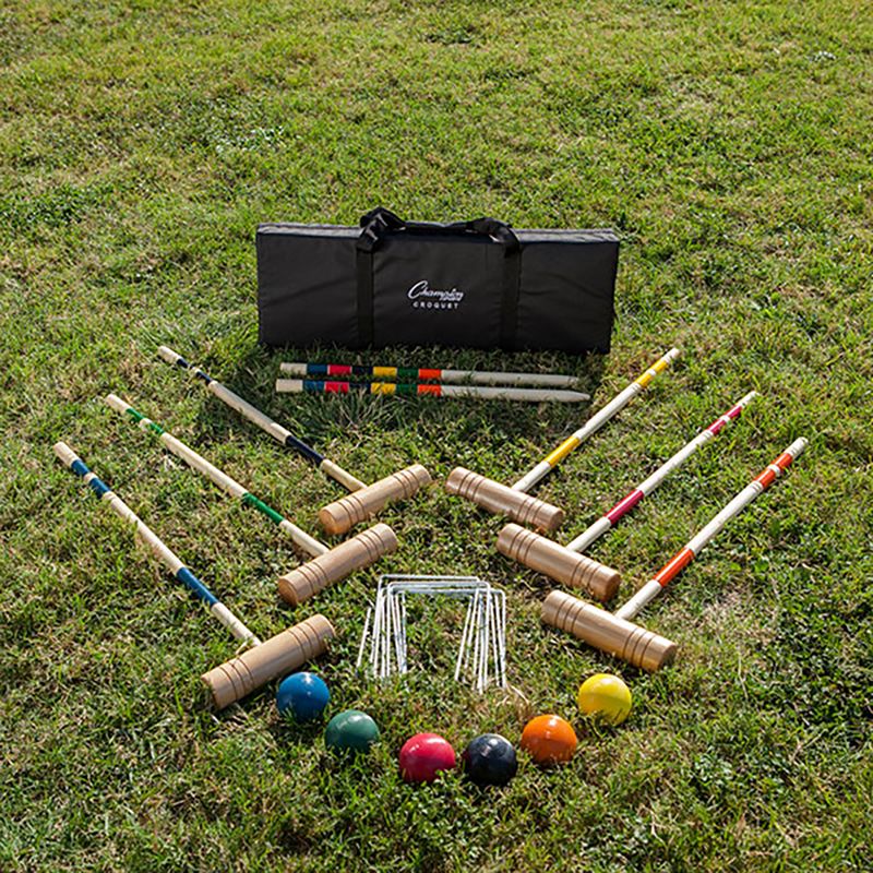 Champion Sports Tournament Series Deluxe Outdoor Croquet Set with Mallets, Balls & Easy Carry Bag