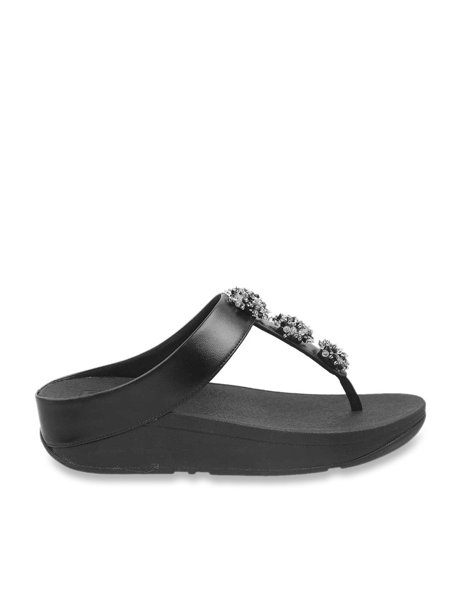 FitFlop Women's Black Thong Wedges