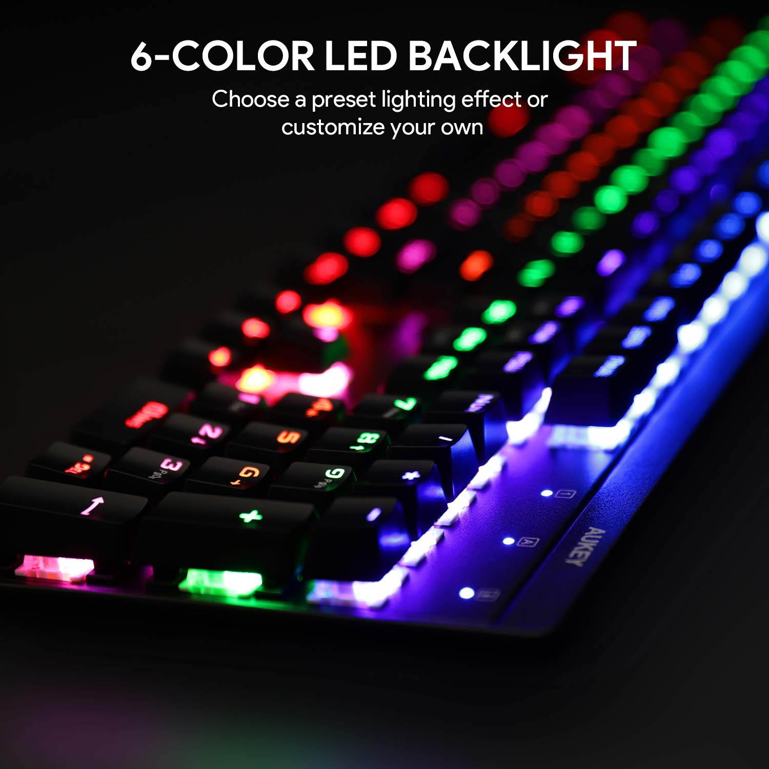 AUKEY Mechanical Keyboard LED Backlit Gaming Keyboard with Water-Resistant Design -Black KM-G6