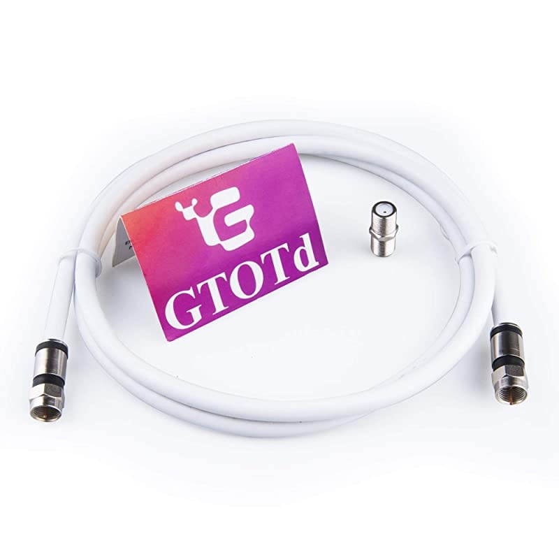 Coaxial Cable 15 Feet with RG6 Coax Cable Connector and FType Cable Extension Adapter White Coax Satellite TV 75 Ohm Cable