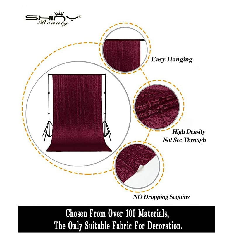 Sequin Backdrop 8FTx10FT Burgundy Glitter Backdrop Curtains Wine Bridal Shower Photo Booth Backdrop Set 190221S 8FTx10FT Wine