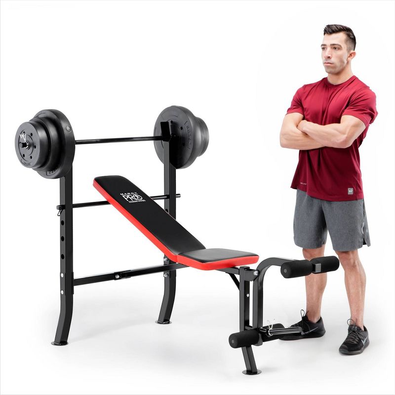 Marcy Pro Standard Bench with Weight Set 100lbs - Black